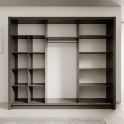 Blue - Kledingkast met schuifdeuren - Antraciet - 248x62x215
