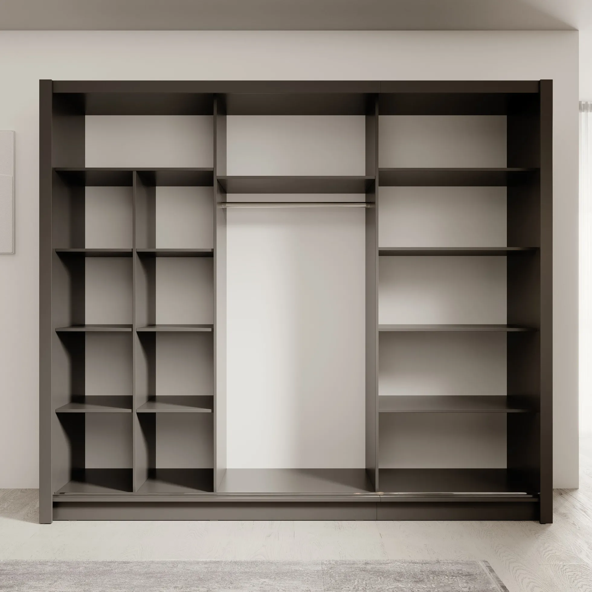 Blue - Kledingkast met schuifdeuren - Antraciet - 248x62x215