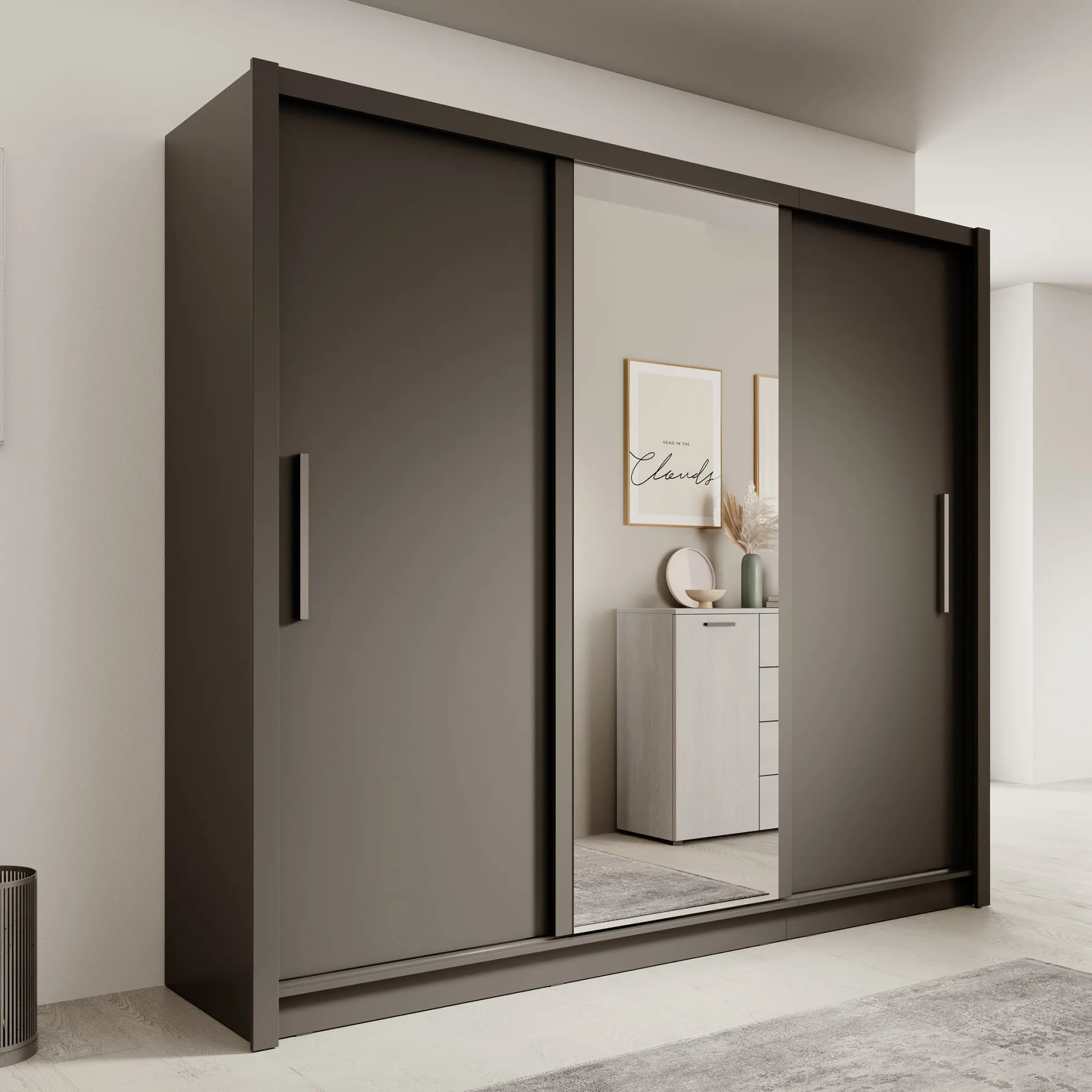 Blue - Kledingkast met schuifdeuren - Antraciet - 248x62x215