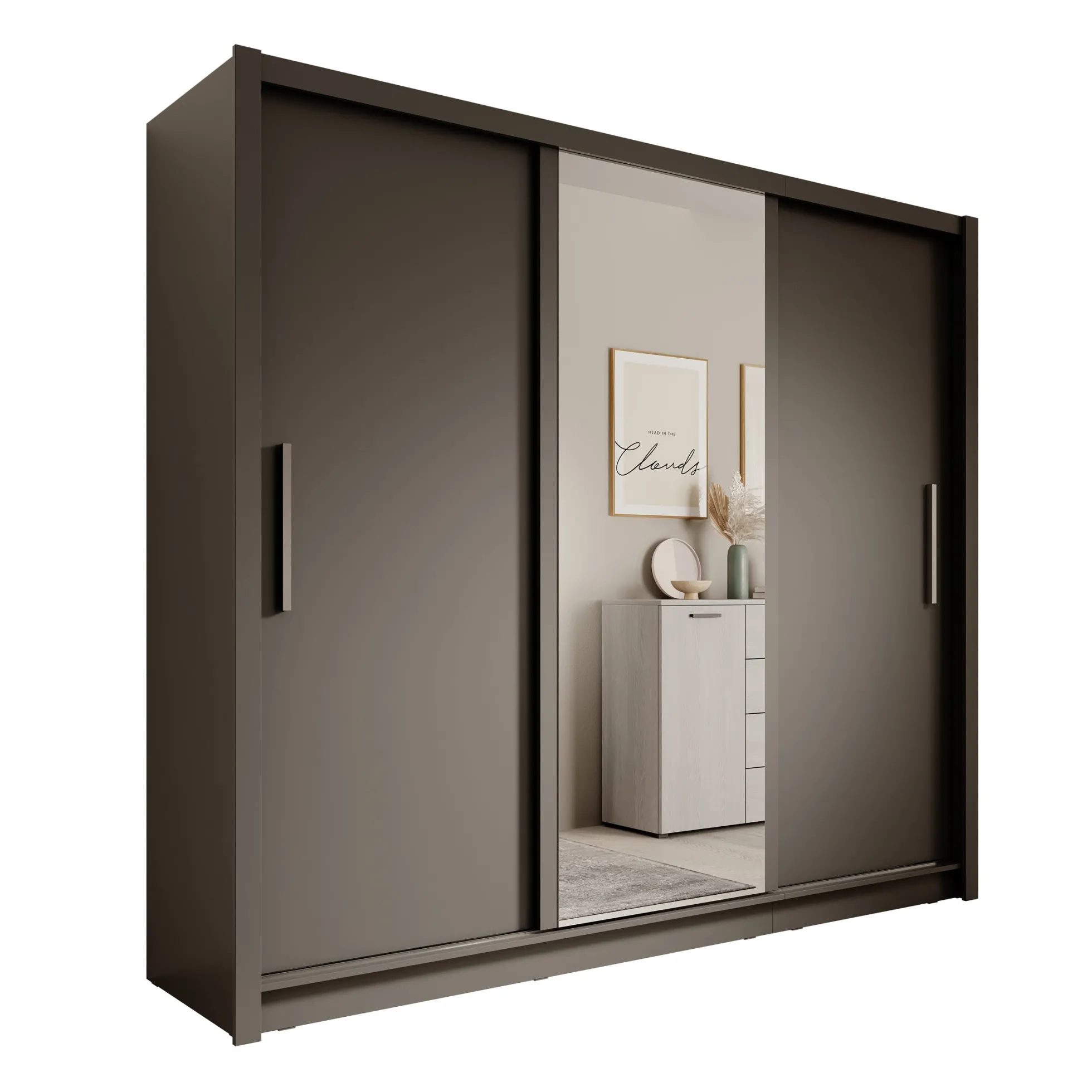 Blue - Kledingkast met schuifdeuren - Antraciet - 248x62x215