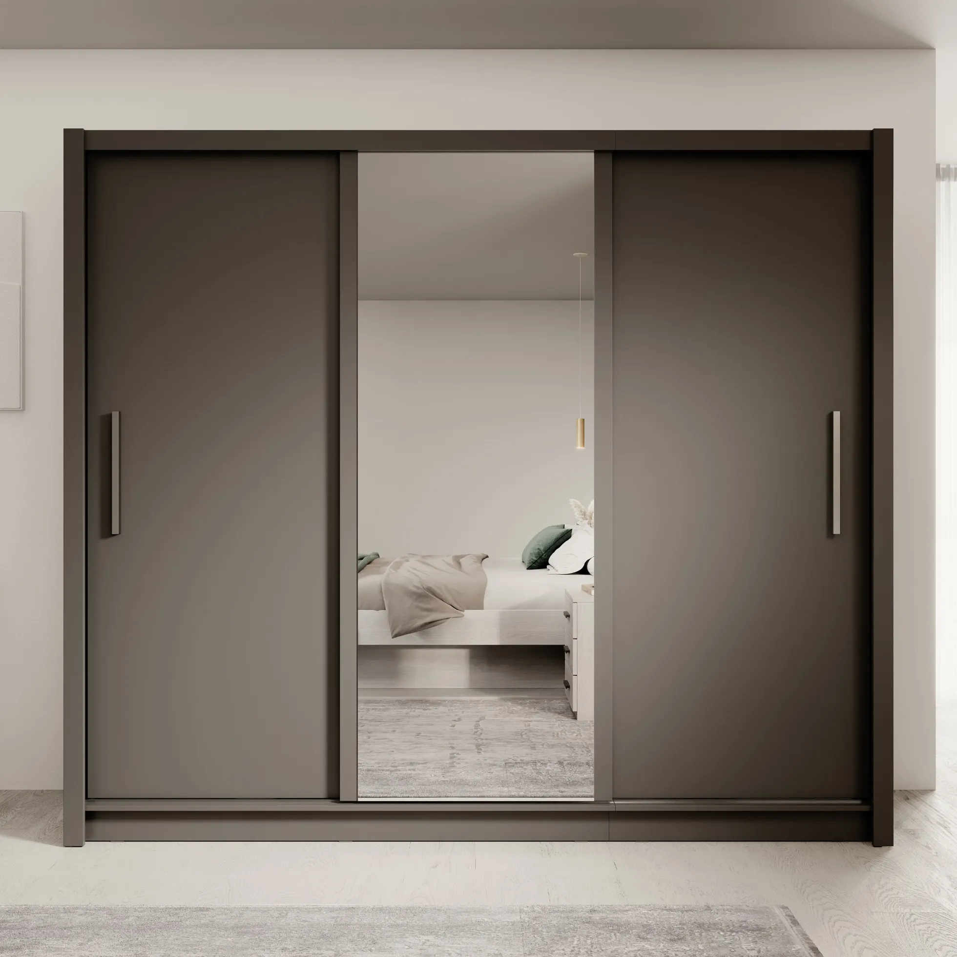 Blue - Kledingkast met schuifdeuren - Antraciet - 248x62x215