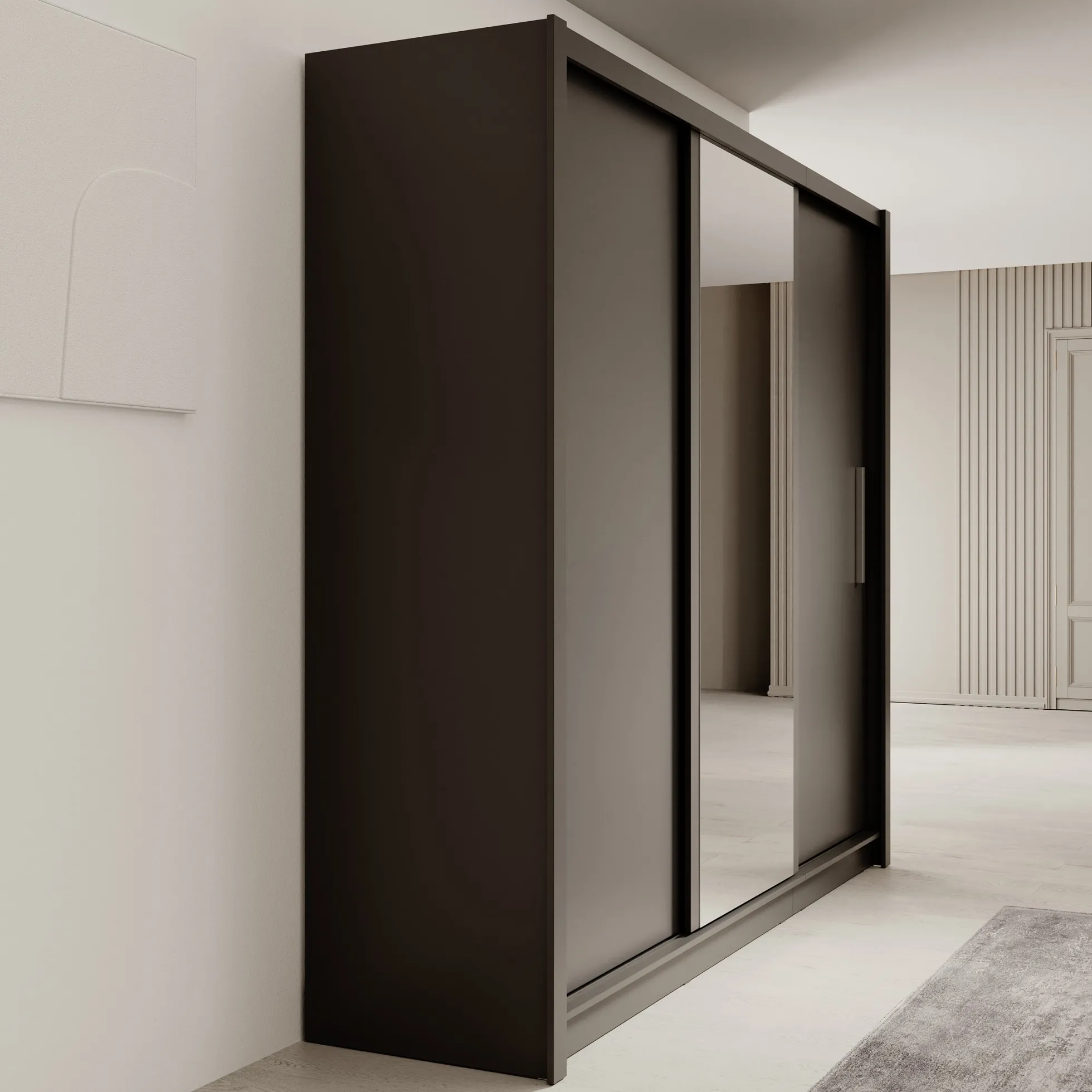 Blue - Kledingkast met schuifdeuren - Antraciet - 248x62x215