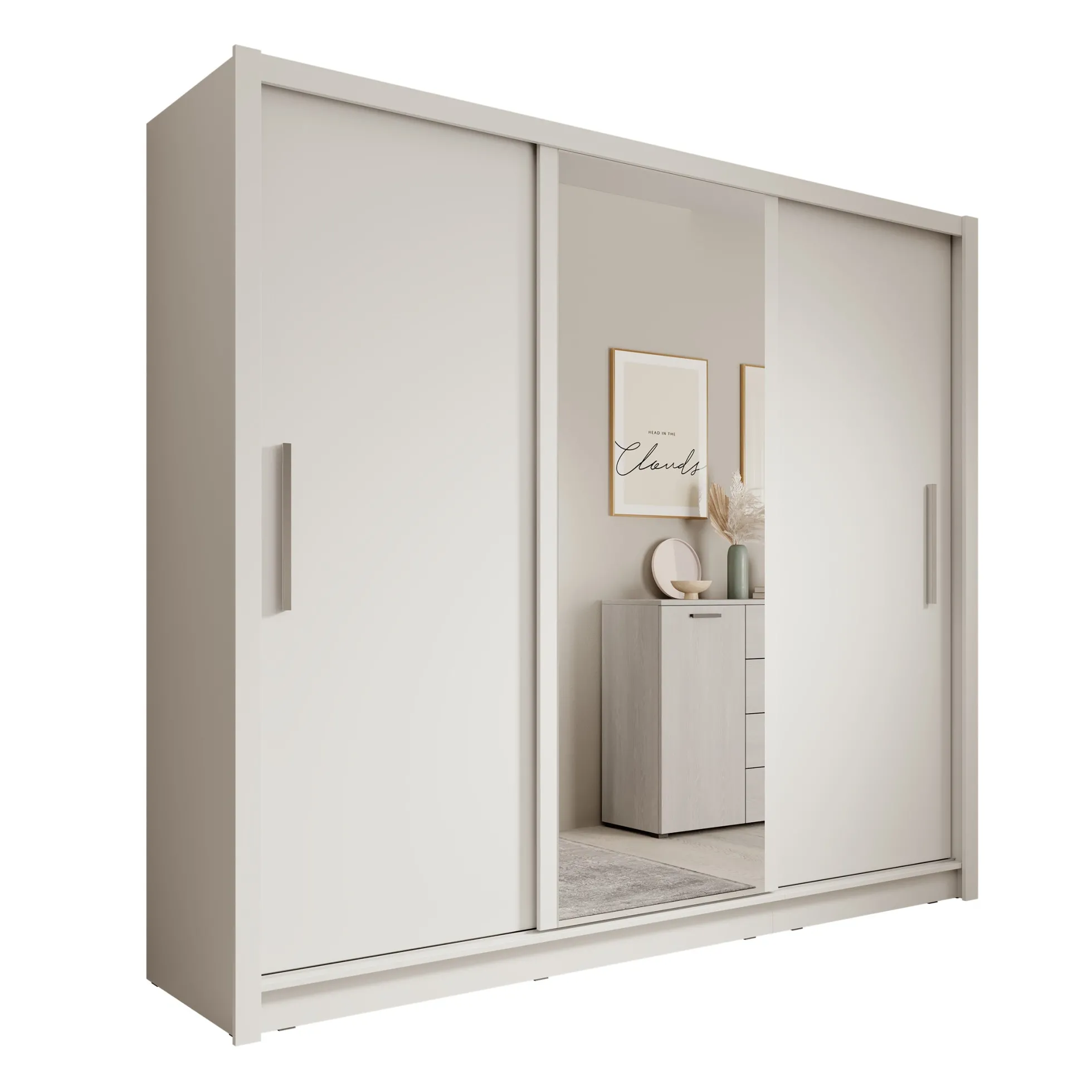 Blue - Kledingkast met schuifdeuren - Wit - 248x62x215 cm