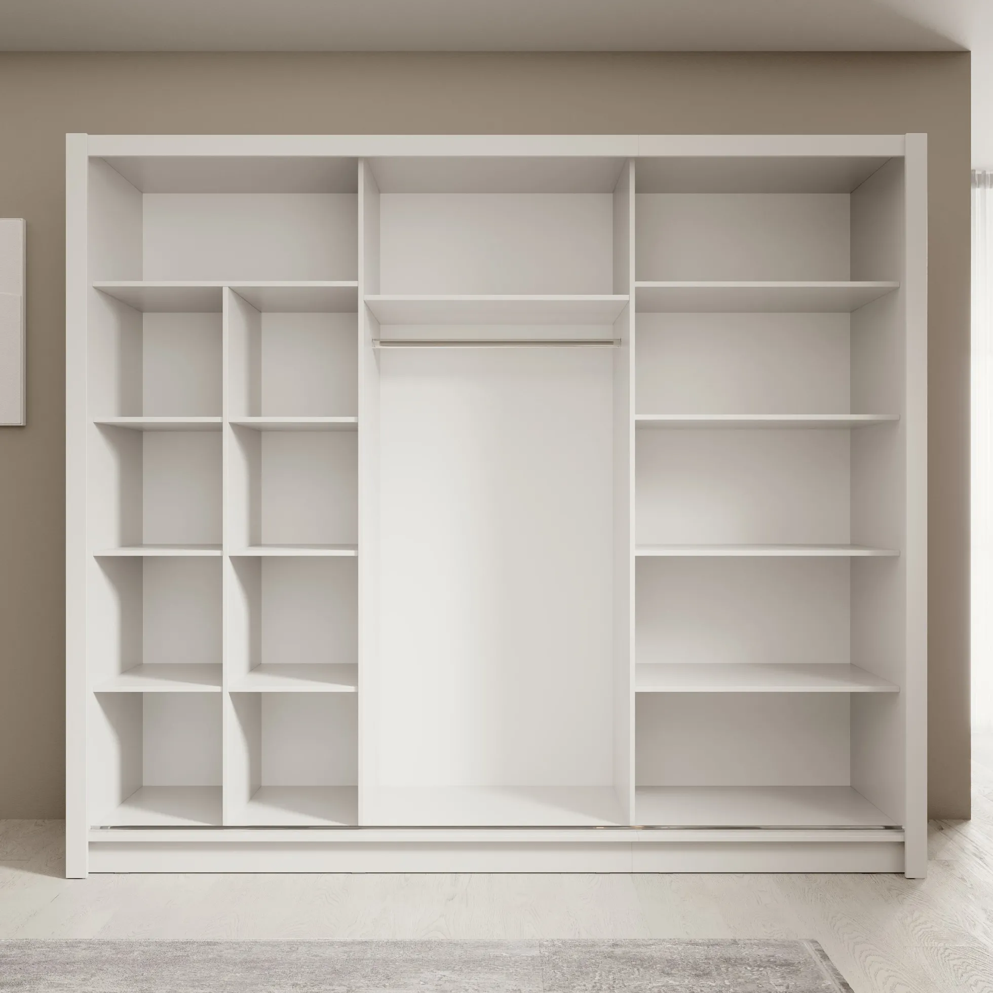 Blue - Kledingkast met schuifdeuren - Wit - 248x62x215 cm
