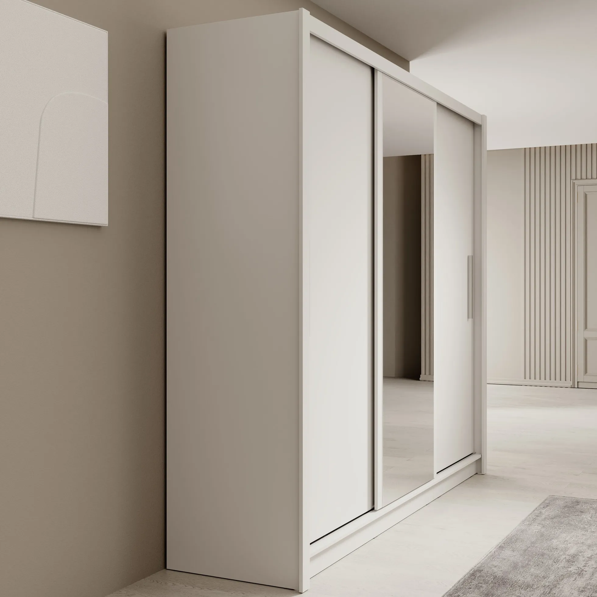 Blue - Kledingkast met schuifdeuren - Wit - 248x62x215 cm