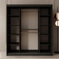 Bodhi - Kledingkast met schuifdeuren - Zwart - 180x62x200 cm
