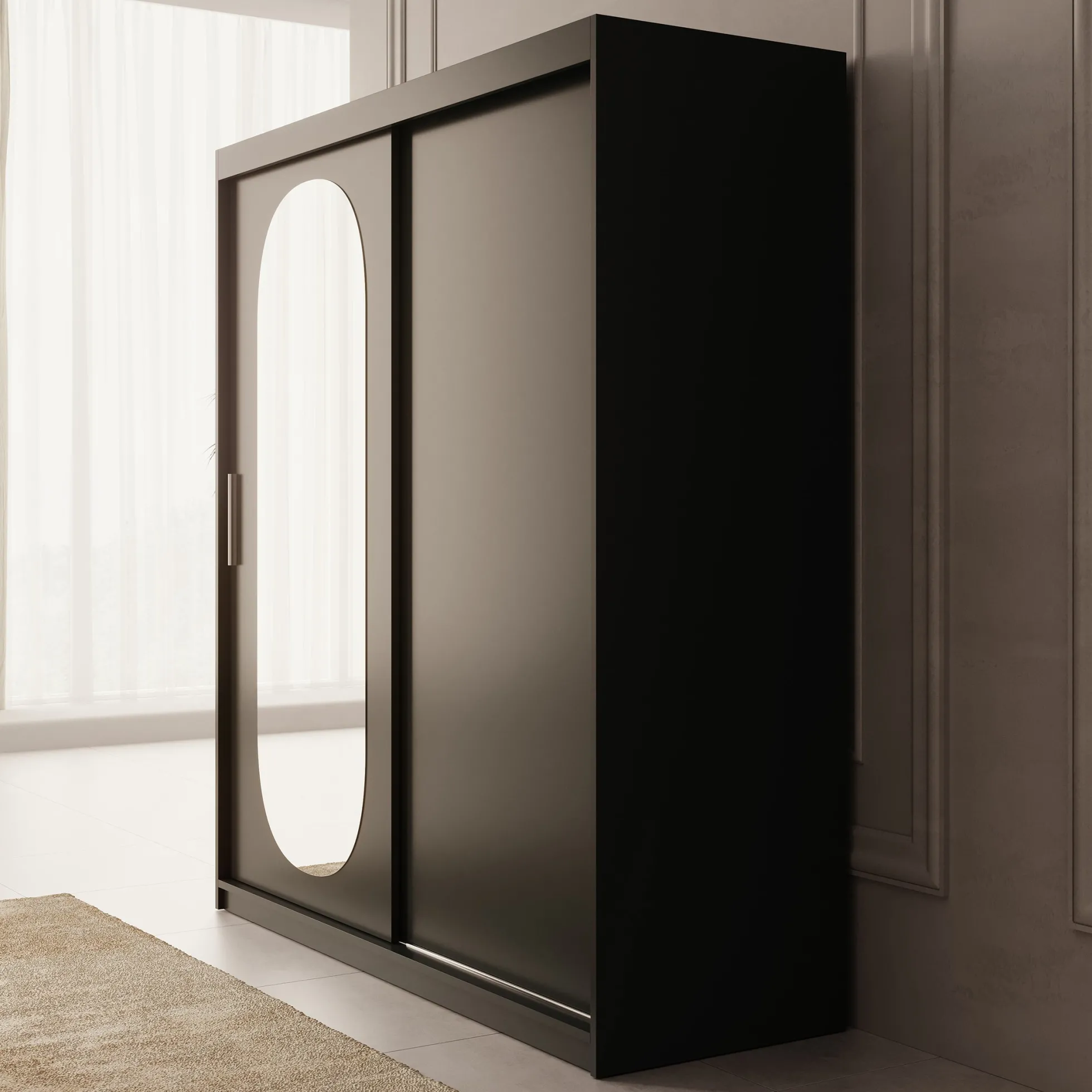 Bodhi - Kledingkast met schuifdeuren - Zwart - 180x62x200 cm