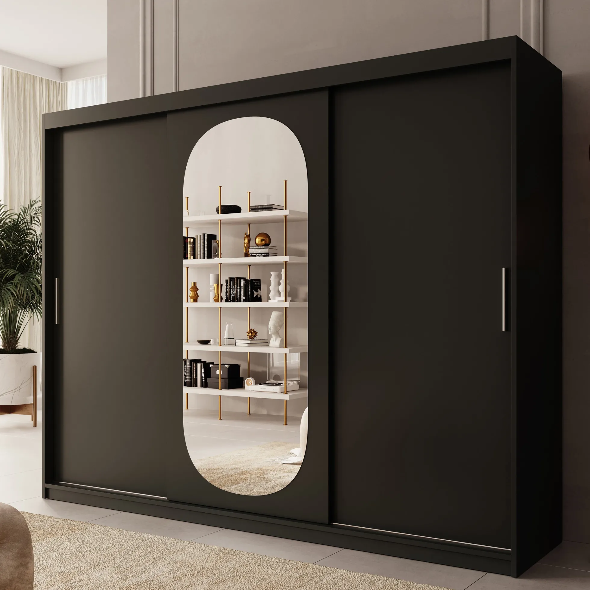 Bodhi - Kledingkast met schuifdeuren - Zwart 250x62x200 cm