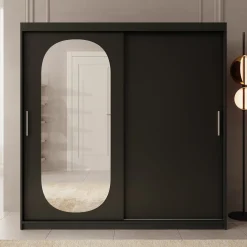 Bodhi - Kledingkast met schuifdeuren - Zwart - 200x62x200 cm
