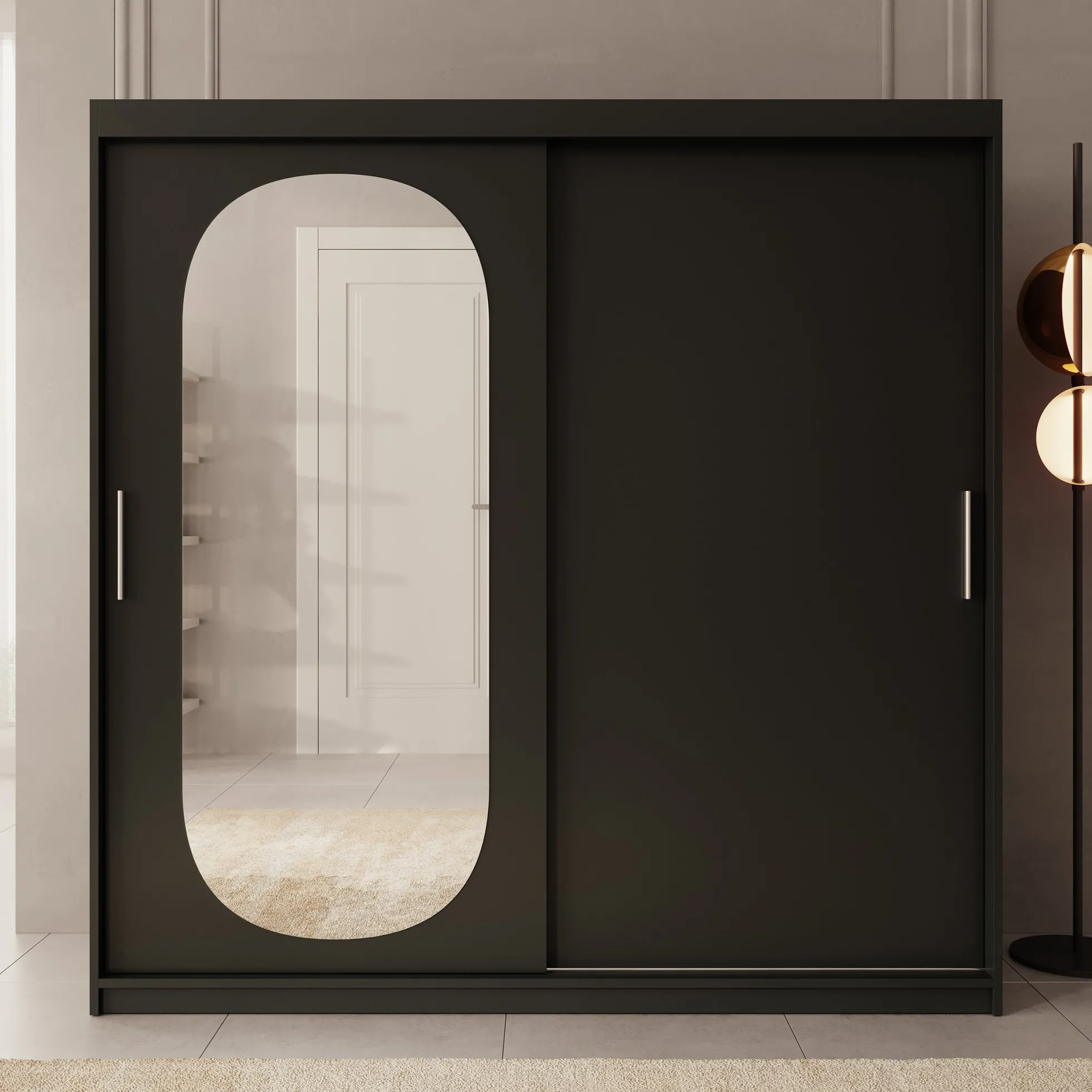 Bodhi - Kledingkast met schuifdeuren - Zwart - 200x62x200 cm