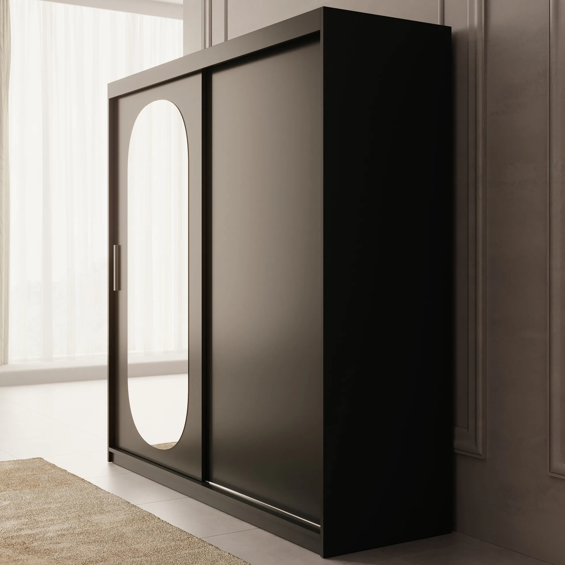 Bodhi - Kledingkast met schuifdeuren - Zwart - 200x62x200 cm