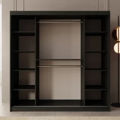 Bodhi - Kledingkast met schuifdeuren - Zwart - 200x62x200 cm