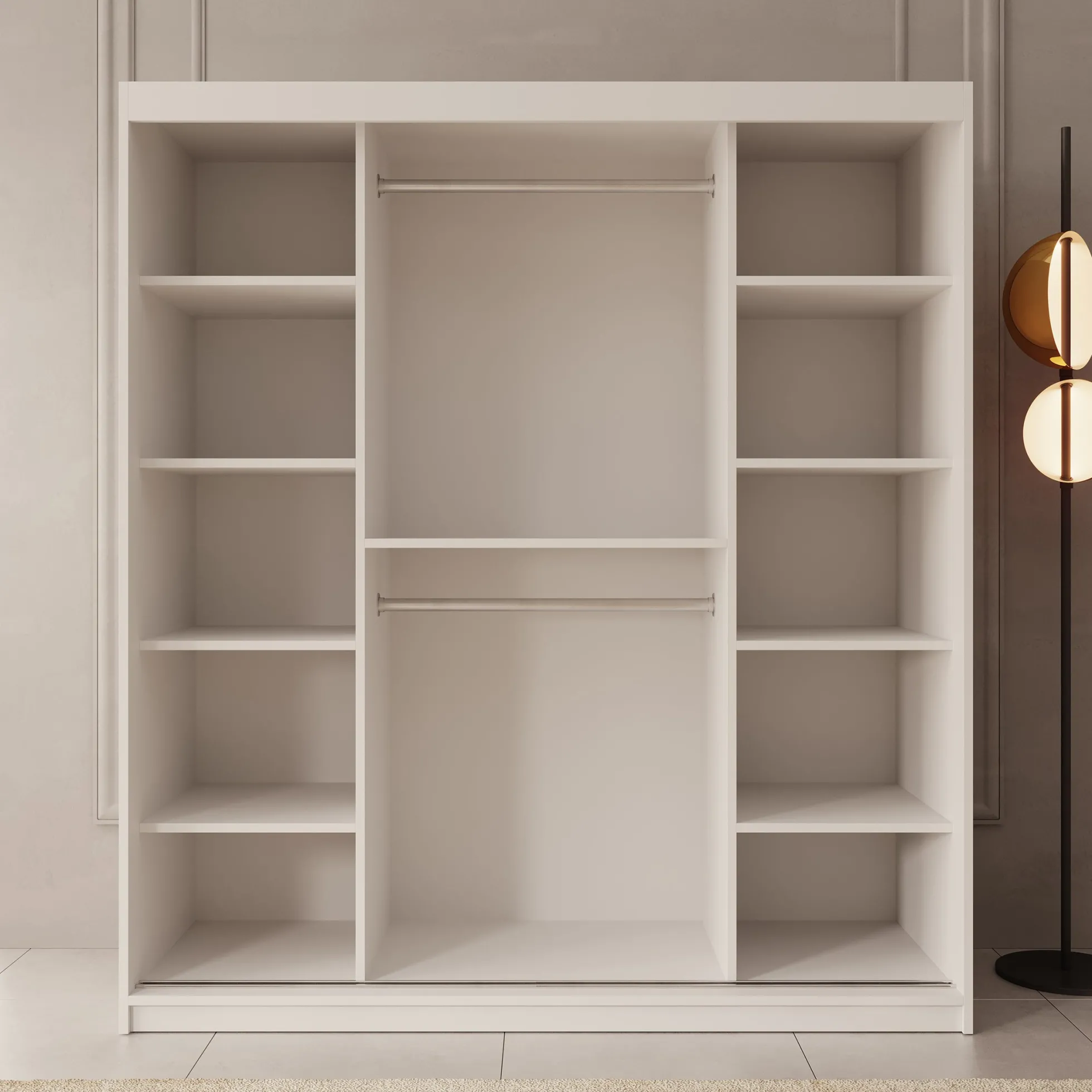 Bodhi - Kledingkast met schuifdeuren - Wit - 180x62x200 cm