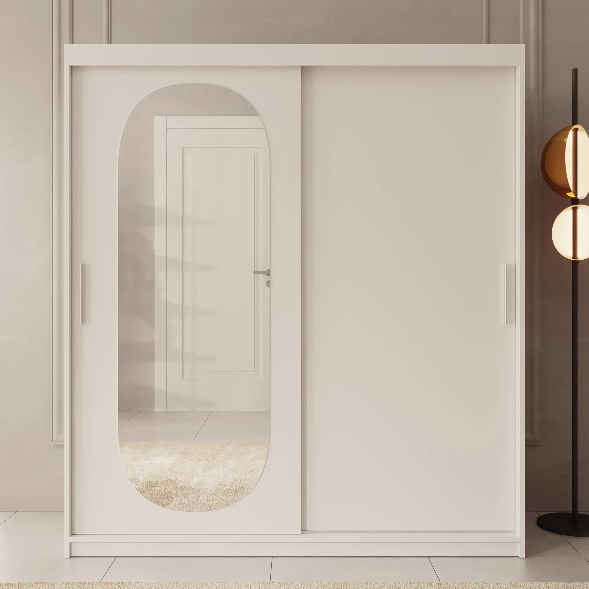 Bodhi - Kledingkast met schuifdeuren - Wit - 180x62x200 cm