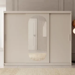 Bodhi - Kledingkast met schuifdeuren - Beige 250x62x200 cm