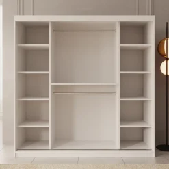 Bodhi - Kledingkast met schuifdeuren - Wit - 200x62x200 cm