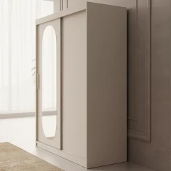 Bodhi - Kledingkast met schuifdeuren - Beige - 150x62x200 cm
