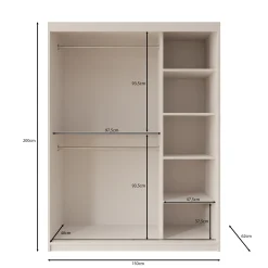 Bodhi - Kledingkast met schuifdeuren - Beige - 150x62x200 cm