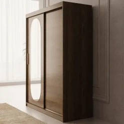 Bodhi - Kledingkast met schuifdeuren - Walnootpatroon - 150x62x200 cm