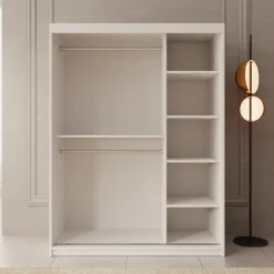 Bodhi - Kledingkast met schuifdeuren - Wit - 150x62x200 cm