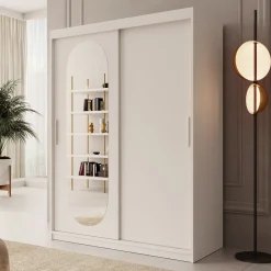 Bodhi - Kledingkast met schuifdeuren - Wit - 150x62x200 cm