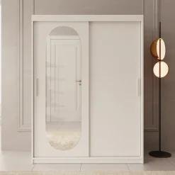 Bodhi - Kledingkast met schuifdeuren - Wit - 150x62x200 cm
