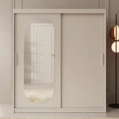 Bodhi - Kledingkast met schuifdeuren - Beige - 180x62x200 cm