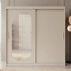 Bodhi - Kledingkast met schuifdeuren - Beige - 200x62x200 cm