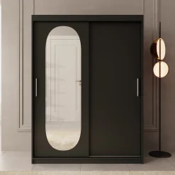 Bodhi - Kledingkast met schuifdeuren - Zwart - 150x62x200 cm