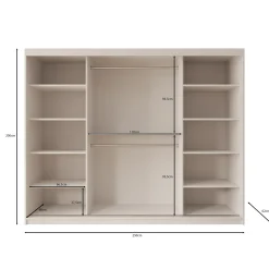 Bodhi - Kledingkast met schuifdeuren - Eiken - 250x62x200 cm