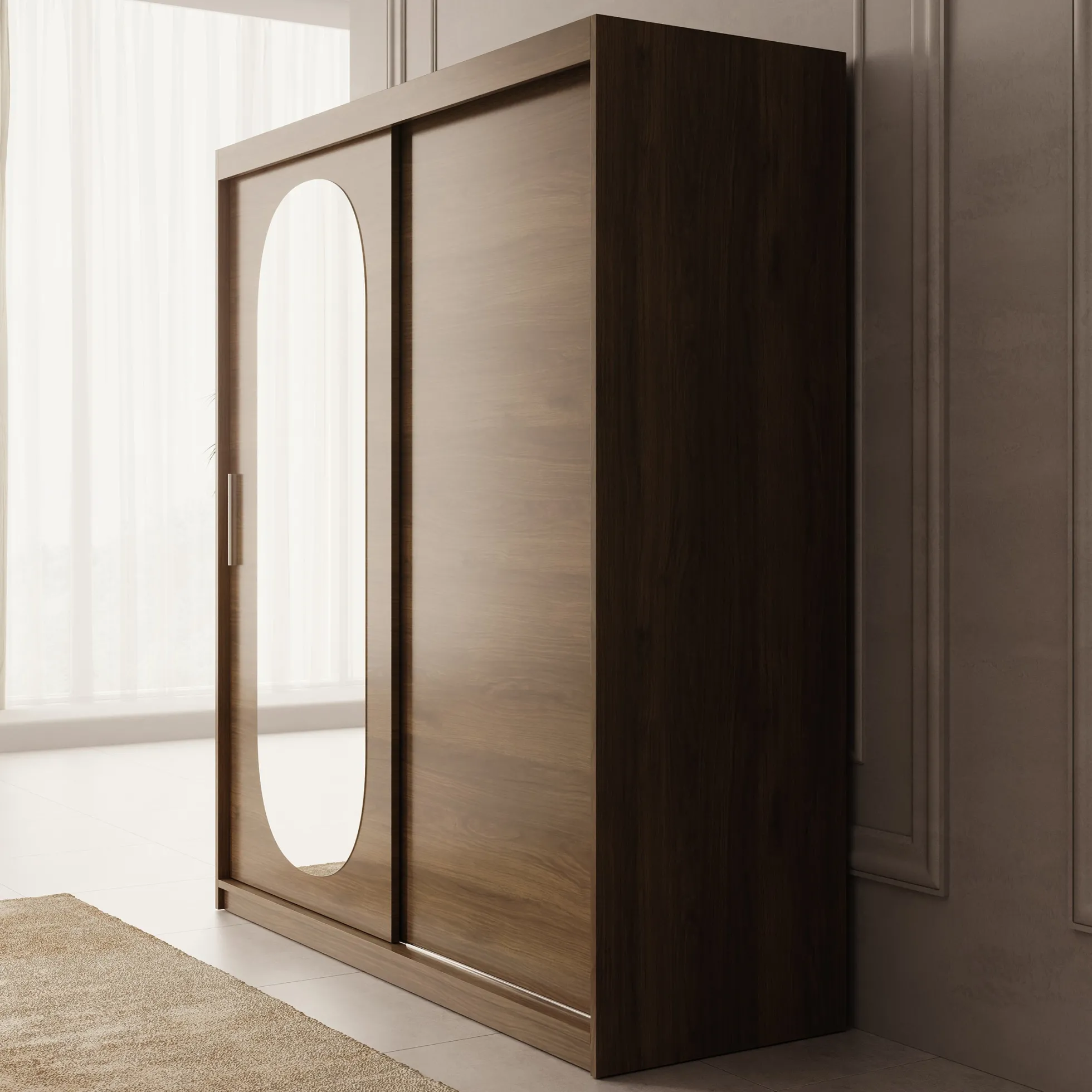 Bodhi - Kledingkast met schuifdeuren - Walnootpatroon - 180x62x200 cm