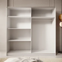 Boets - Kledingkast met schuifdeuren - Wit/eiken - 200x64x199 cm