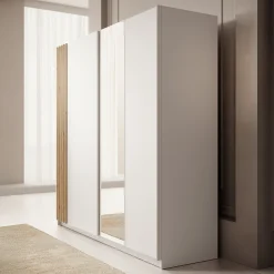 Boets - Kledingkast met schuifdeuren - Wit/eiken - 200x64x199 cm