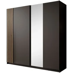 Boets - Kledingkast met schuifdeuren - Zwart/eiken - 200x64x199 cm