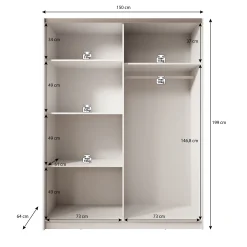 Boets - Kledingkast met schuifdeuren - Zwart/eiken - 150x64x199 cm