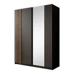 Boets - Kledingkast met schuifdeuren - Zwart/eiken - 150x64x199 cm