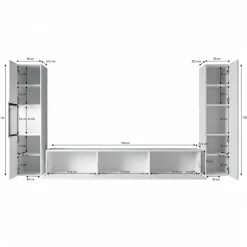 Bonzo 3 - Wandmeubel - Eiken/zwart - 180x33x30 cm