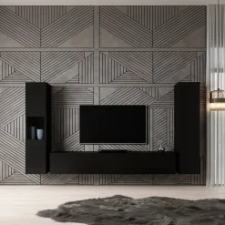 Bonzo 3 - Wandmeubel - Zwart - 180x33x30 cm