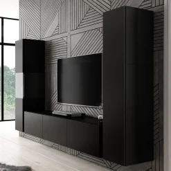 Bonzo 3 - Wandmeubel - Zwart - 180x33x30 cm