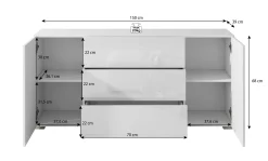 Bonzo - Dressoir - Zwart - 150x39x68 cm