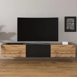 Bonzo - TV-Meubel - Eiken/zwart - 180x33x30 cm