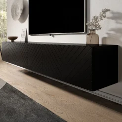 Bonzo - TV-Meubel - Zwart visgraat - 180x33x30 cm