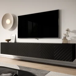 Bonzo - TV-Meubel - Zwart visgraat - 180x33x30 cm