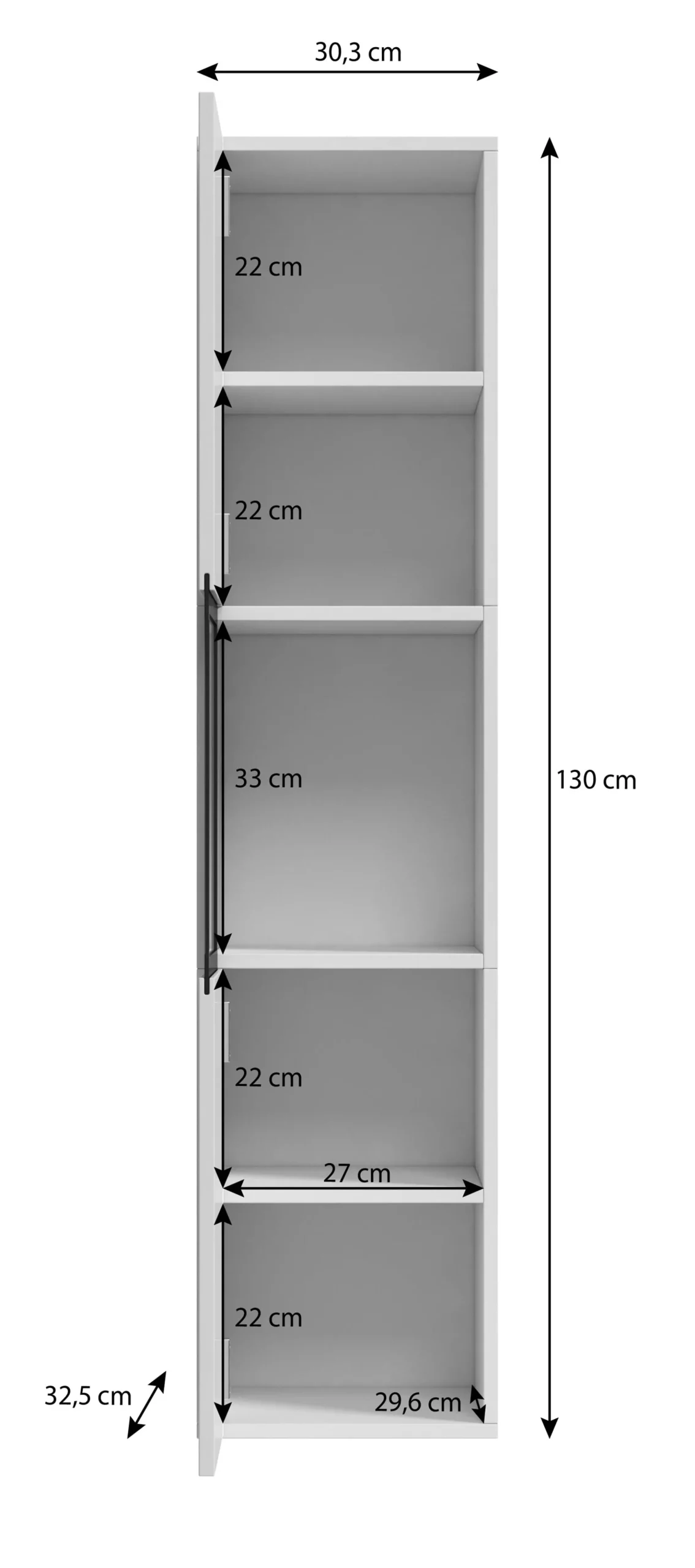 Bonzo - Vitrinekast - Zwart - 30x33x130 cm