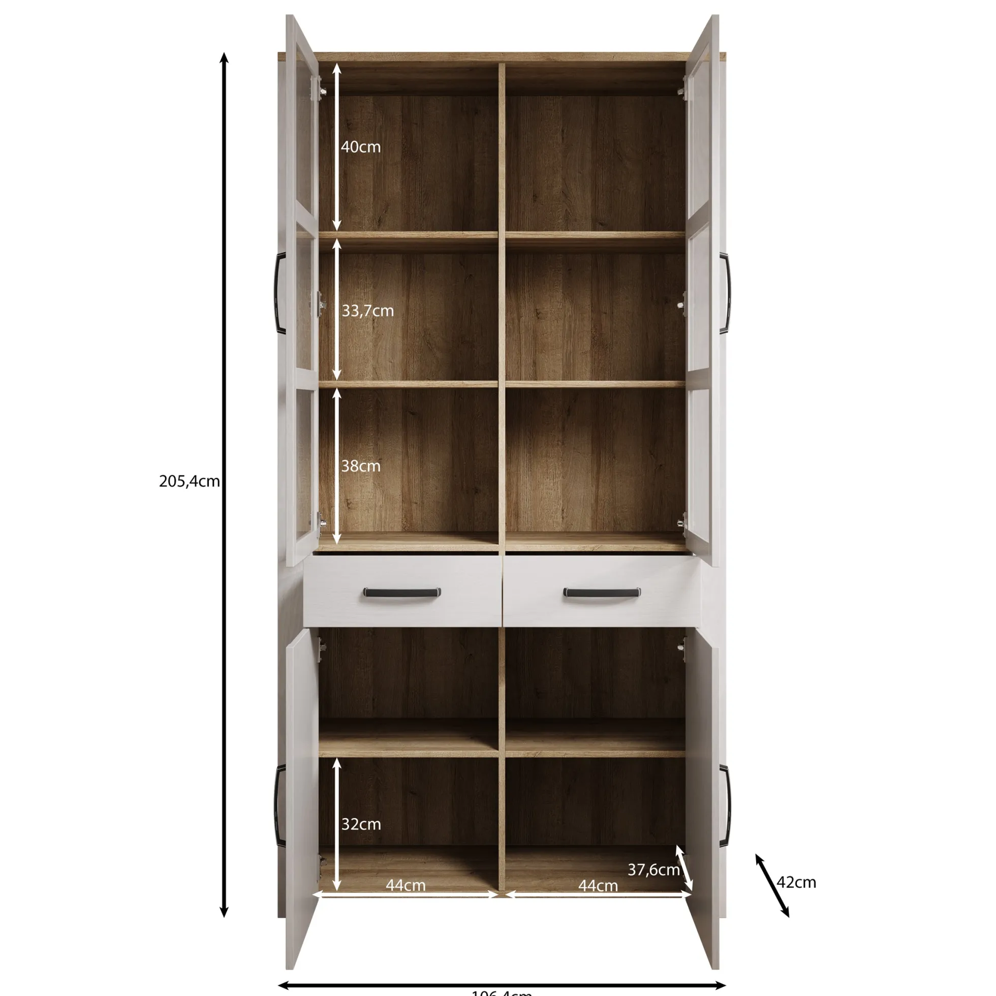 Borello - Buffetkast - Wit - 106x42x205 cm
