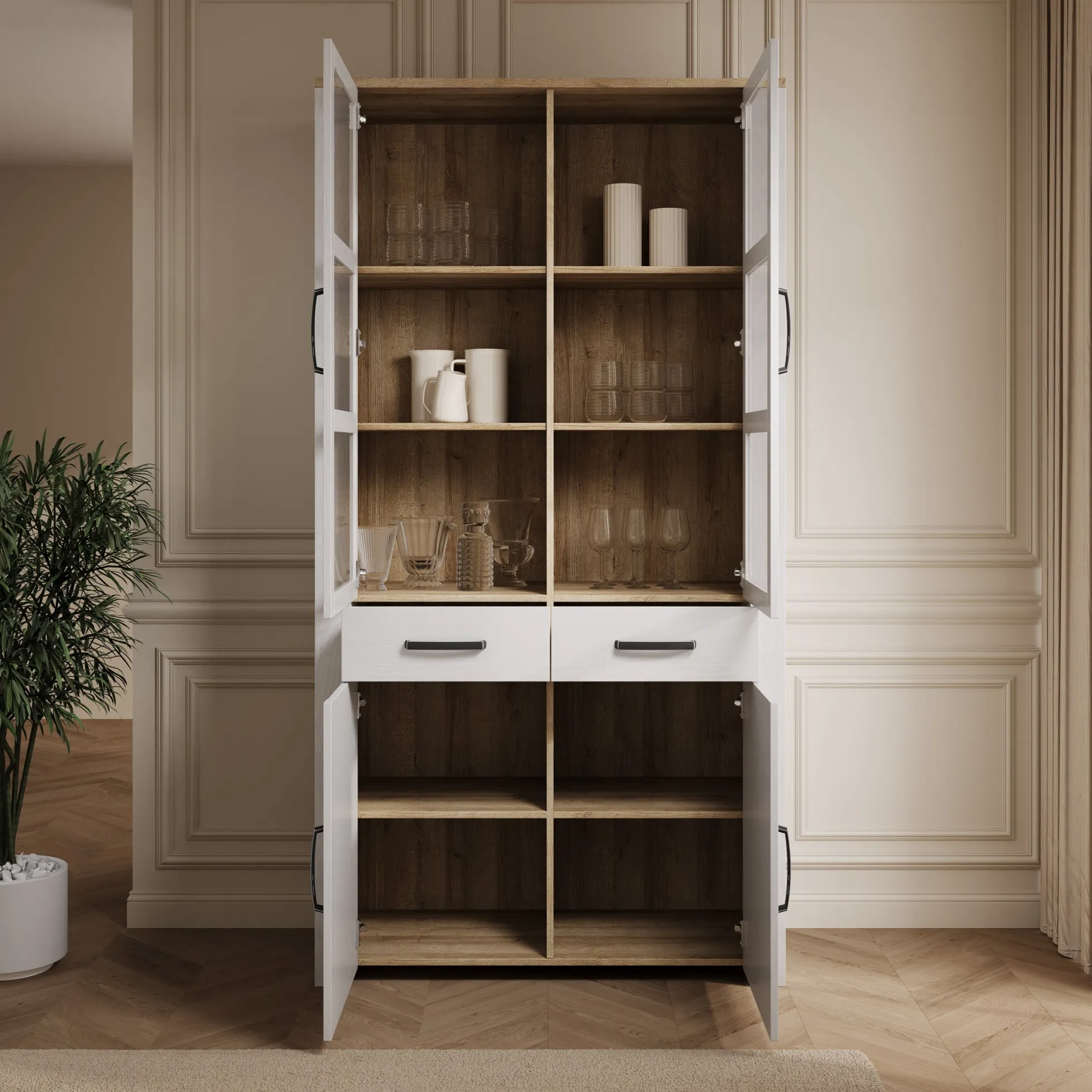 Borello - Buffetkast - Wit - 106x42x205 cm