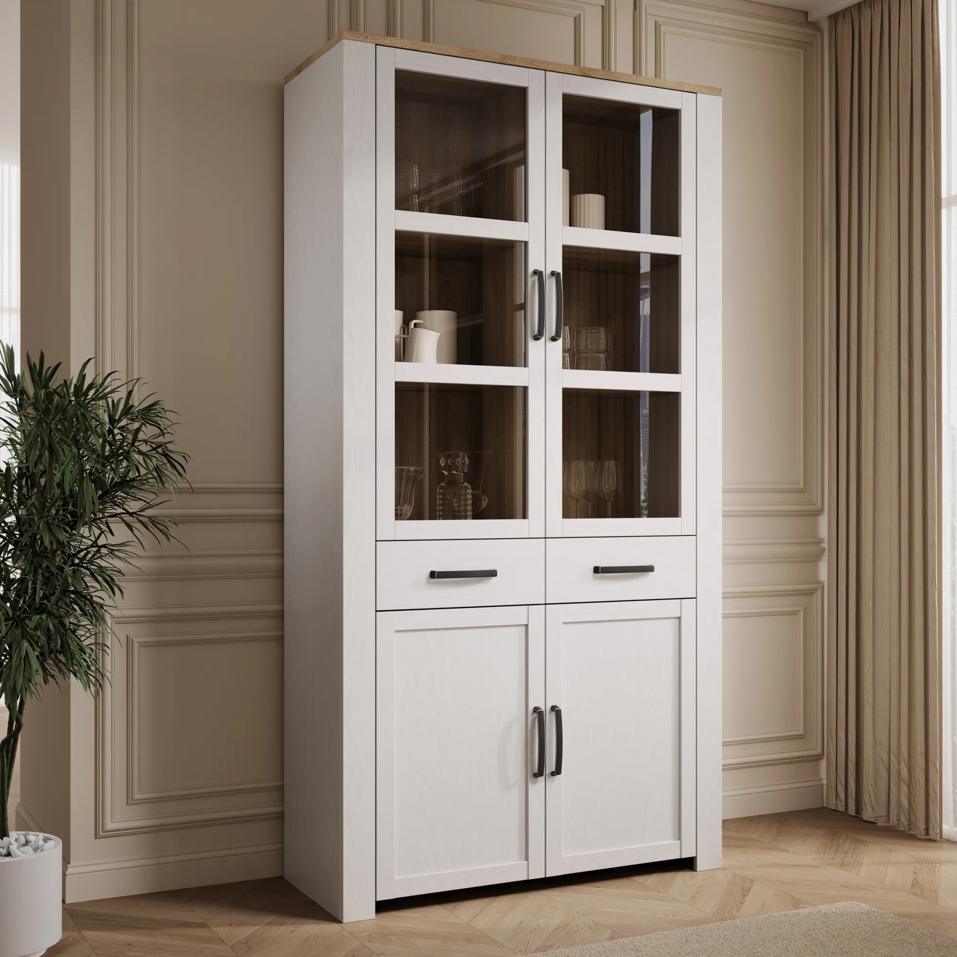 Borello - Buffetkast - Wit - 106x42x205 cm