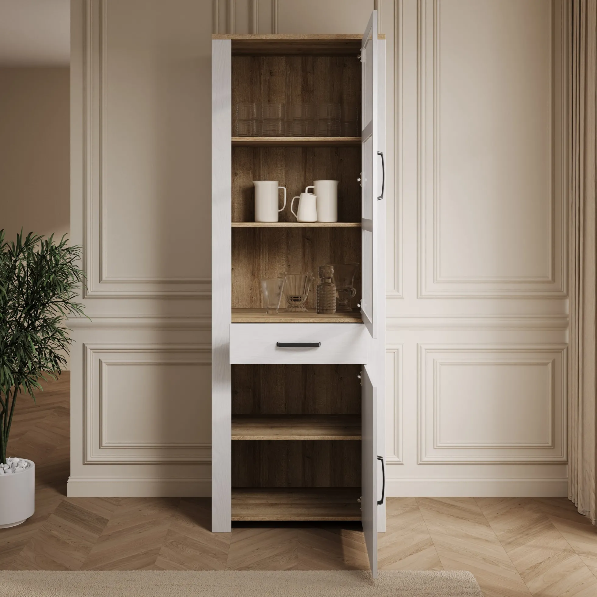 Borello - Buffetkast - Wit - 72x42x205 cm