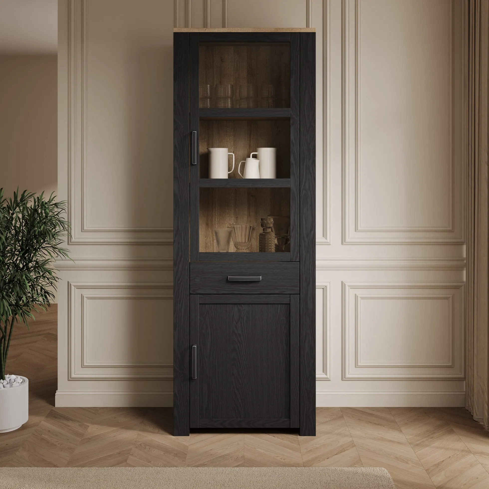 Borello - Buffetkast - Zwart - 72x42x205 cm