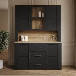 Borello - Buffetkast - Zwart - 146x42x205 cm